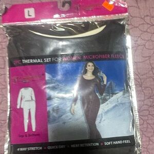 Women's Black Microfiber Fleece Thermal Set